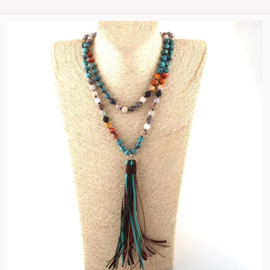 Tribal Multi Long 108 Pc Stone Beads Necklace 48$